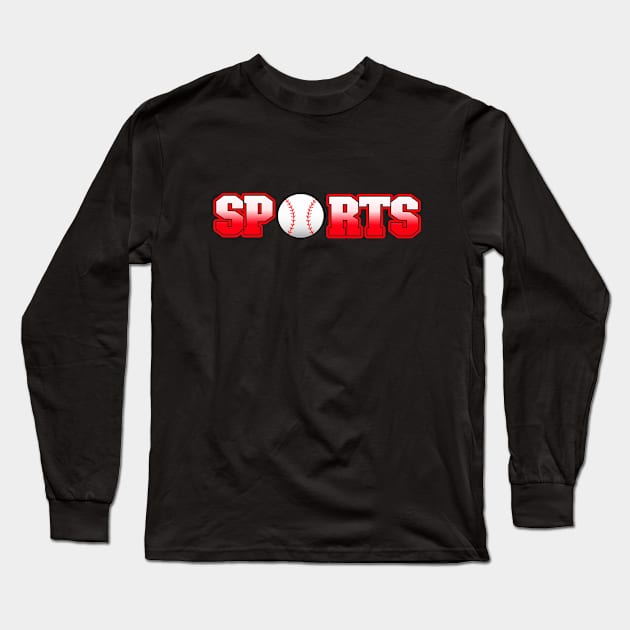 BASEBALL Style Sports Text Red Long Sleeve T-Shirt by SartorisArt1